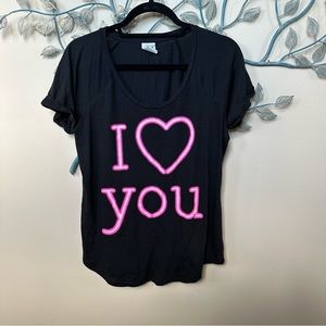 Victoria’s Secret PINK t-shirt “I Love You” in neon pink Sz M